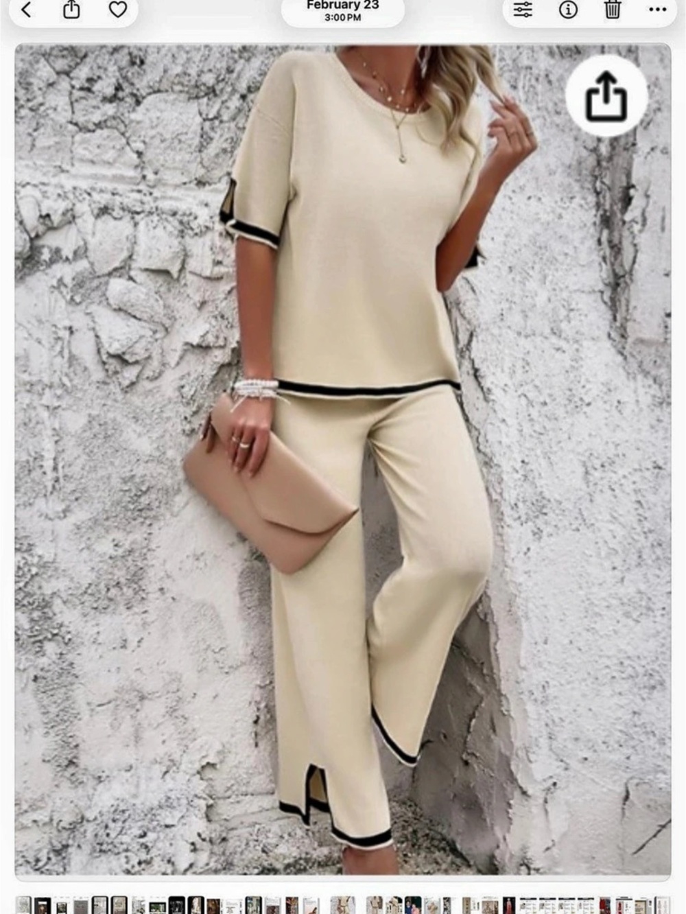 🤍🖤 NWOT Cream Wide-Leg Pant Set Like New